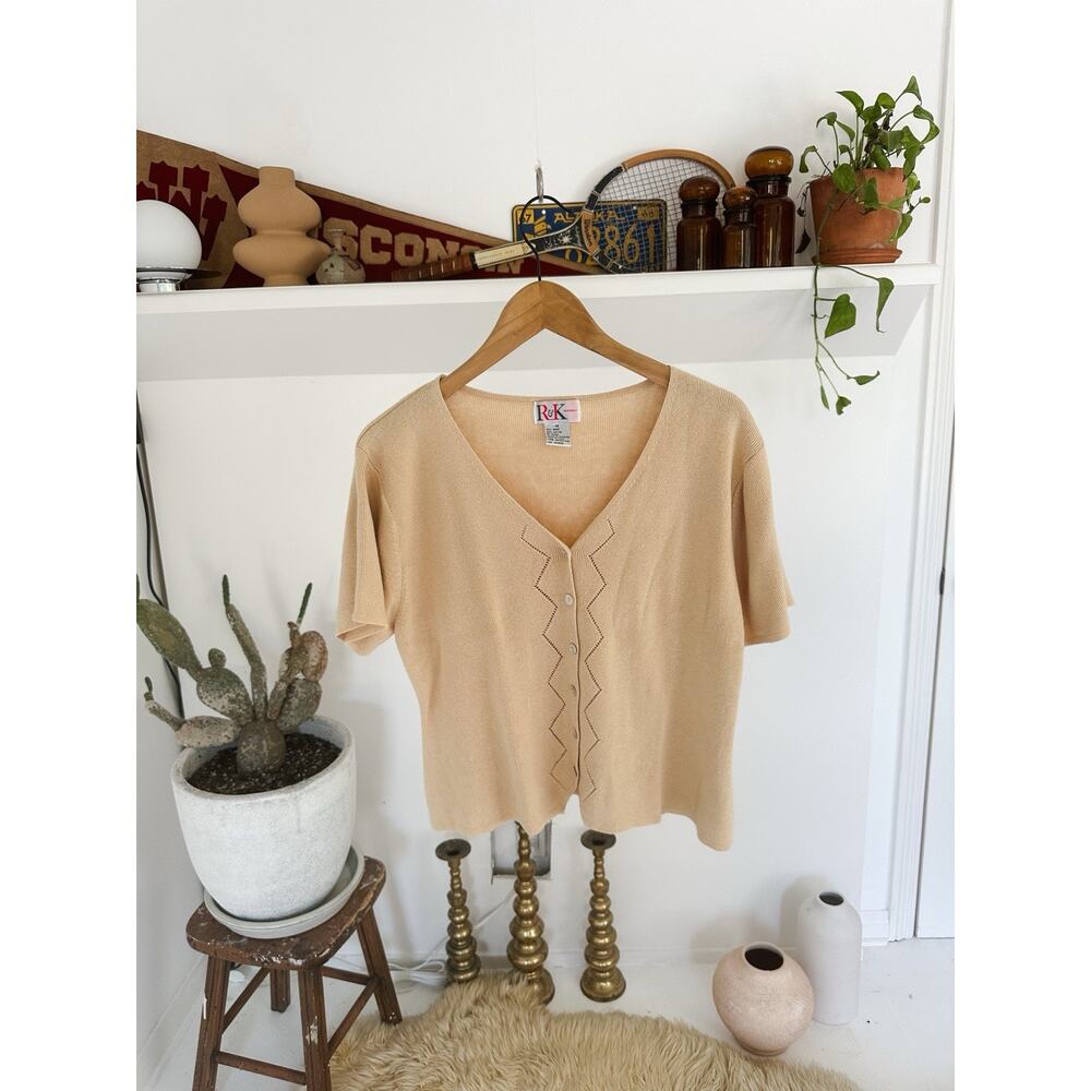 Vintage R&K Originals Short Sleeve Sweater Top Size 14